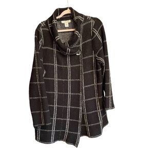 Ellen Tracy Wool Blend Cardigan Sweater Coat Plus Size 2X Black
Windowpane Check